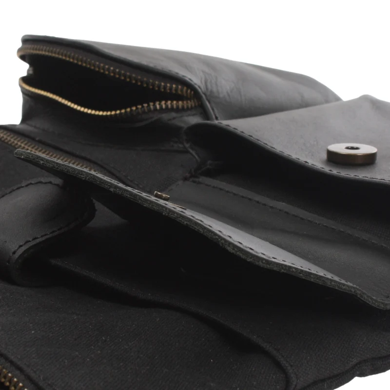 Umhängetasche Schultertasche Damen Herren Used Look Leder Canvas schwarz LE3011