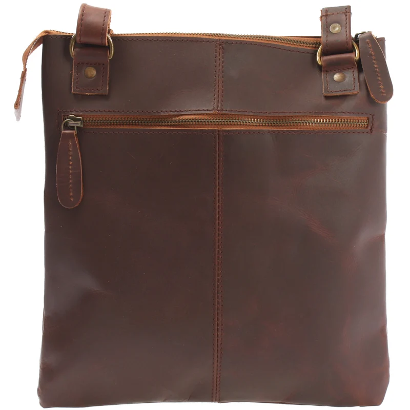 Umhängetasche Schultertasche Damen Herren Used Look Leder braun LE3011