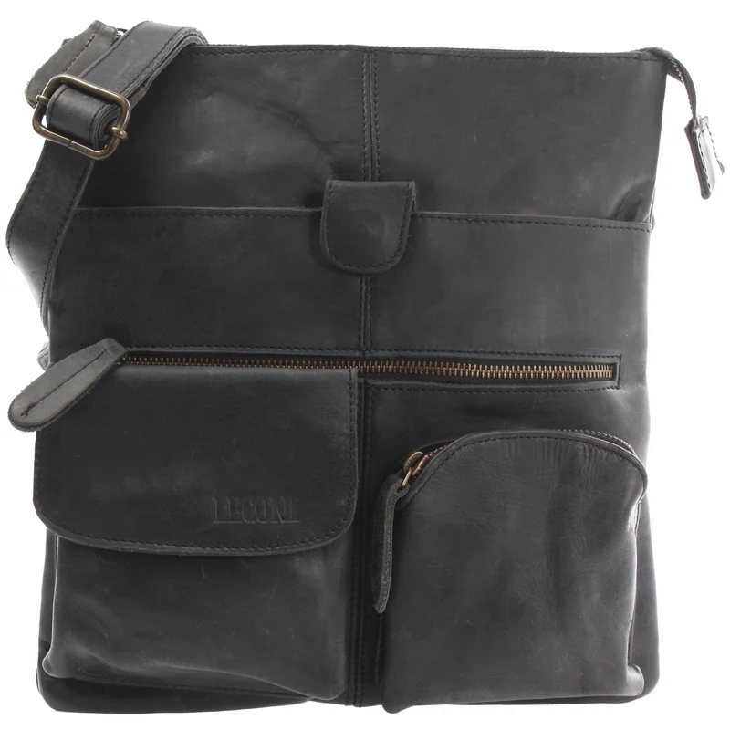 Umhängetasche Schultertasche Damen Herren Used Look Leder grau LE3011
