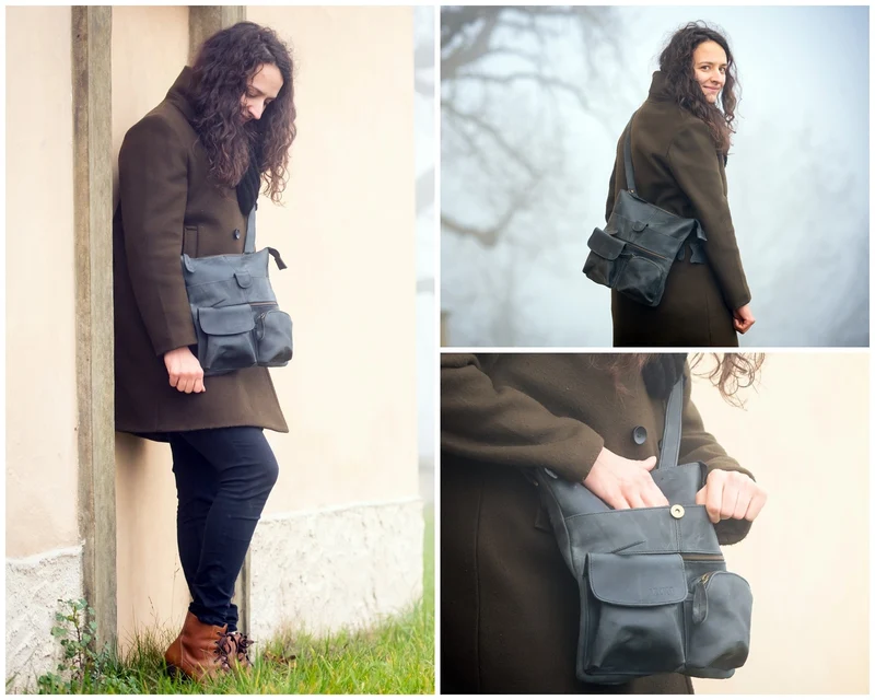 Umhängetasche Schultertasche Damen Herren Used Look Leder grau LE3011