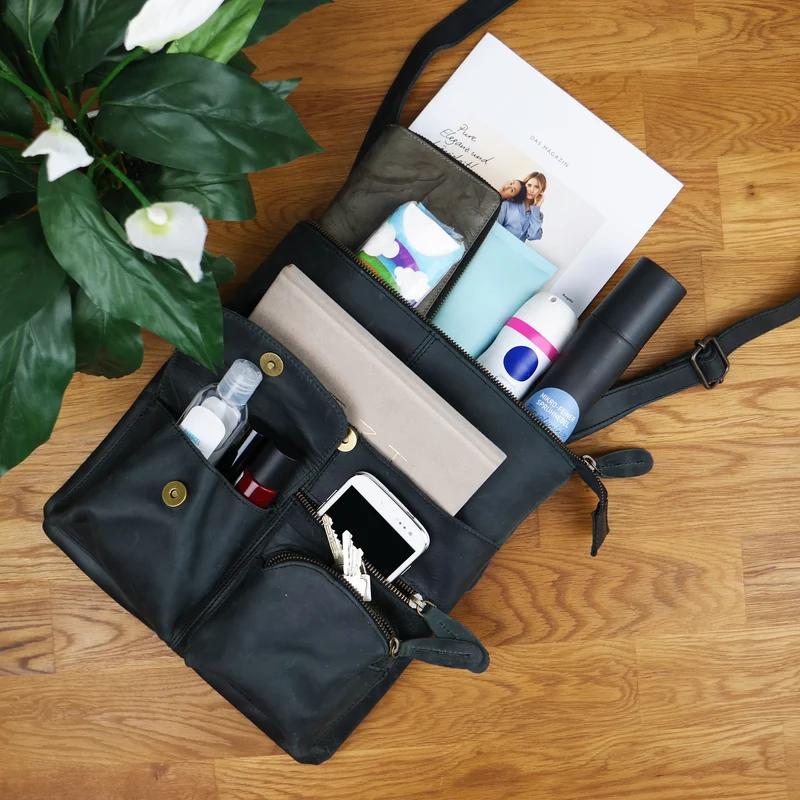 Umhängetasche Schultertasche Damen Herren Used Look Leder grau LE3011
