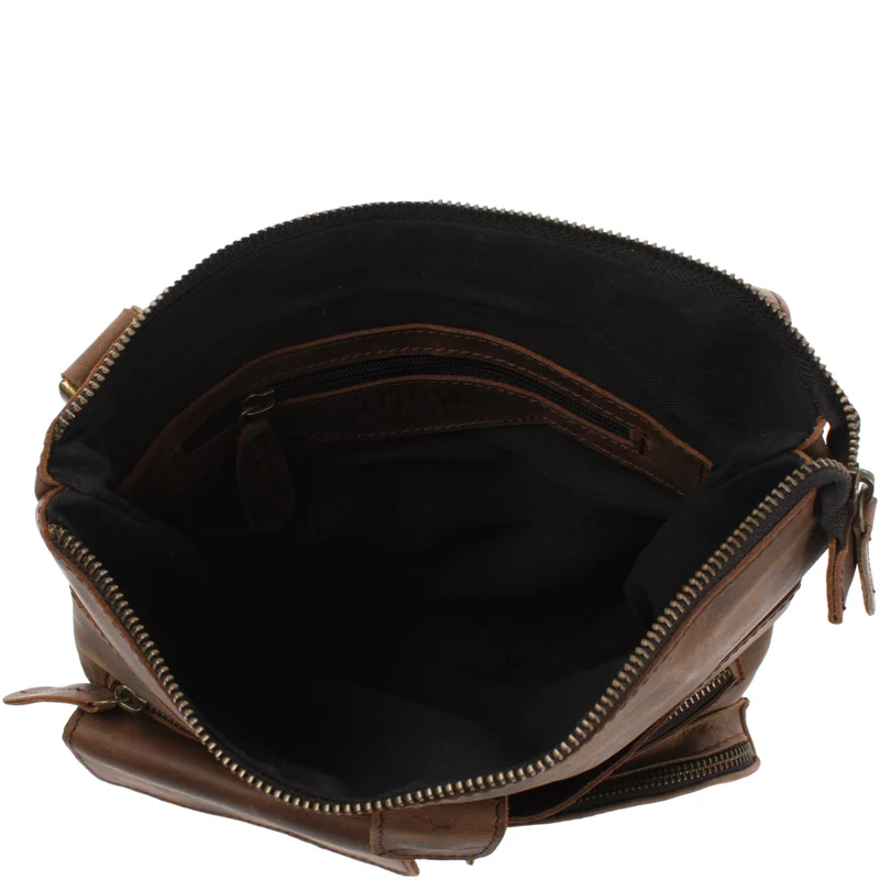 Umhängetasche Schultertasche Damen Herren Used Look Leder schlamm LE3011