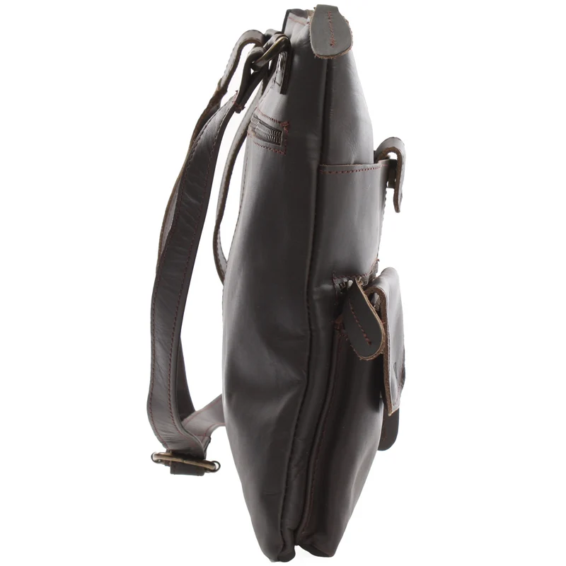 Umhängetasche Schultertasche Damen Herren Used Look Leder dunkelbraun LE3011