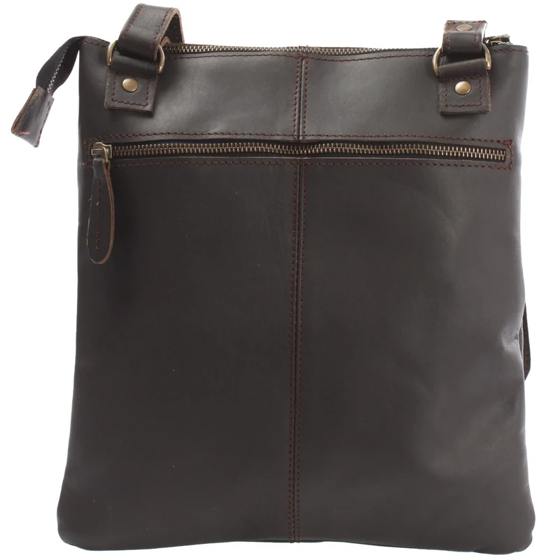 Umhängetasche Schultertasche Damen Herren Used Look Leder dunkelbraun LE3011