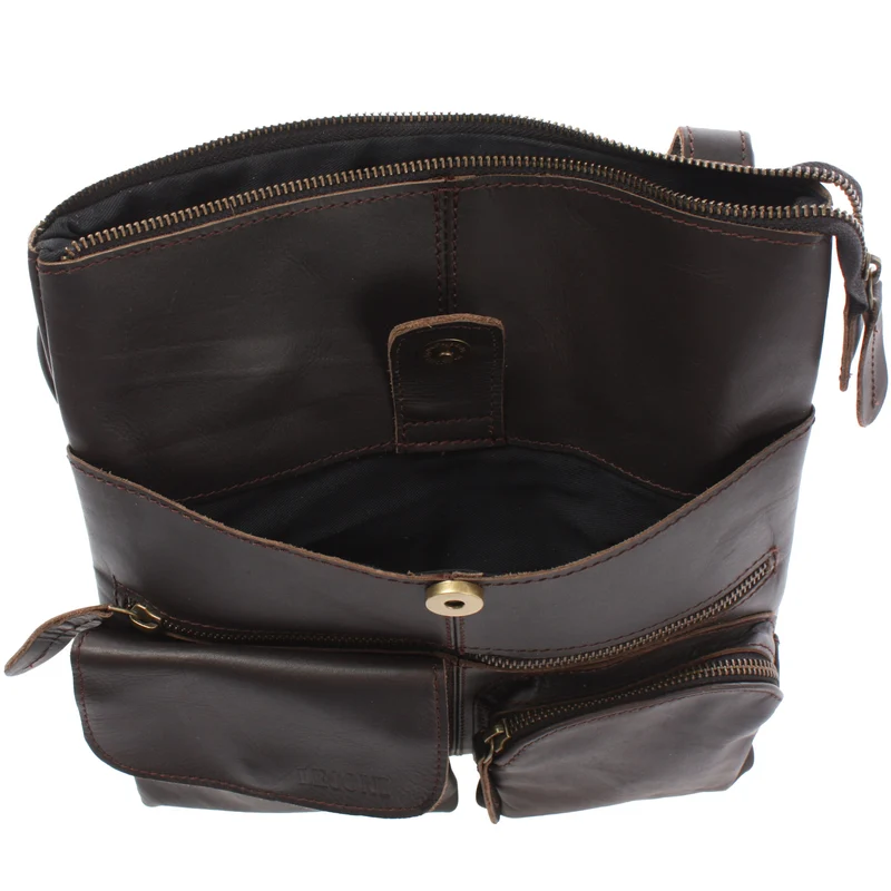 Umhängetasche Schultertasche Damen Herren Used Look Leder dunkelbraun LE3011