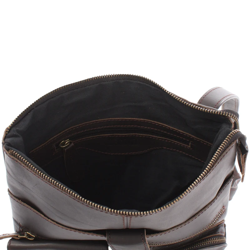 Umhängetasche Schultertasche Damen Herren Used Look Leder dunkelbraun LE3011