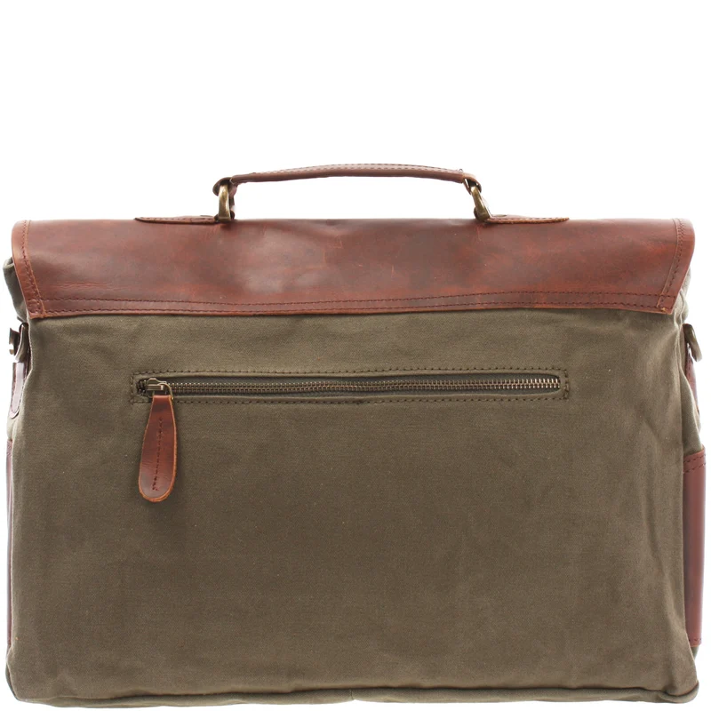Messenger Bag Din A4 Kuriertasche Leder Canvas grün LE3018