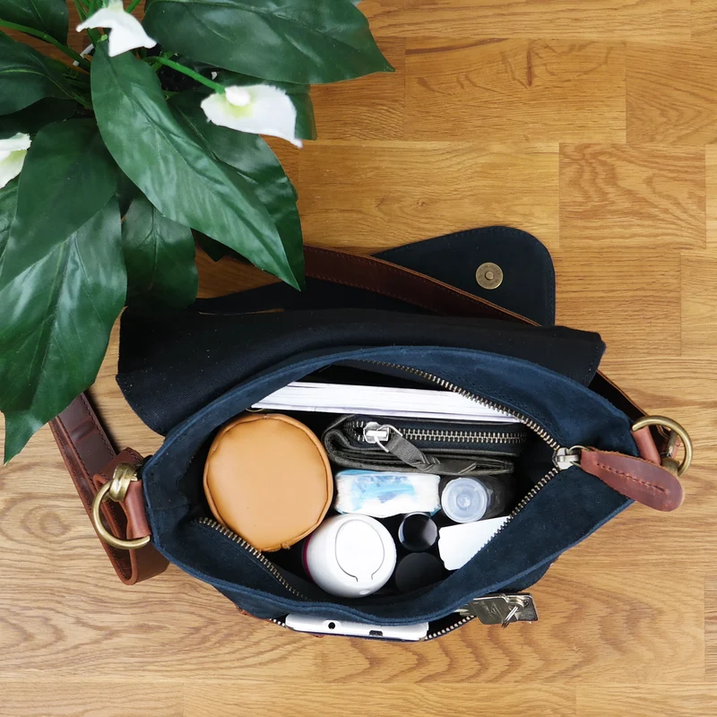 Umhängetasche Ledertasche Damen Schultertasche Wildleder anthrazit LE3027