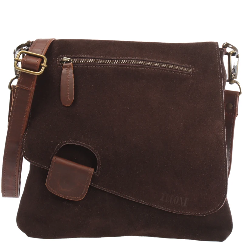 Umhängetasche Ledertasche Damen Schultertasche Wildleder dunkelbraun LE3027