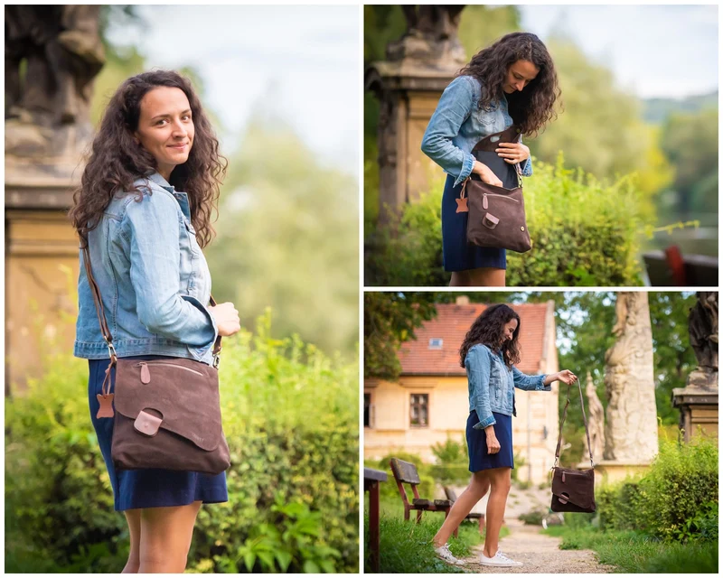 Umhängetasche Ledertasche Damen Schultertasche Wildleder dunkelbraun LE3027