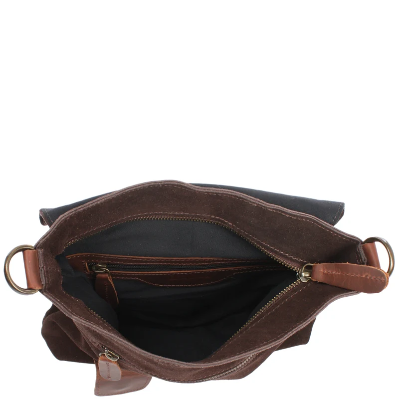 Umhängetasche Ledertasche Damen Schultertasche Wildleder dunkelbraun LE3027