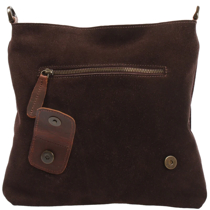 Umhängetasche Ledertasche Damen Schultertasche Wildleder dunkelbraun LE3027