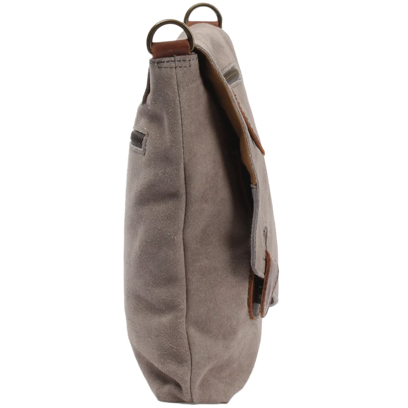 Umhängetasche Ledertasche Damen Schultertasche Wildleder grau LE3027