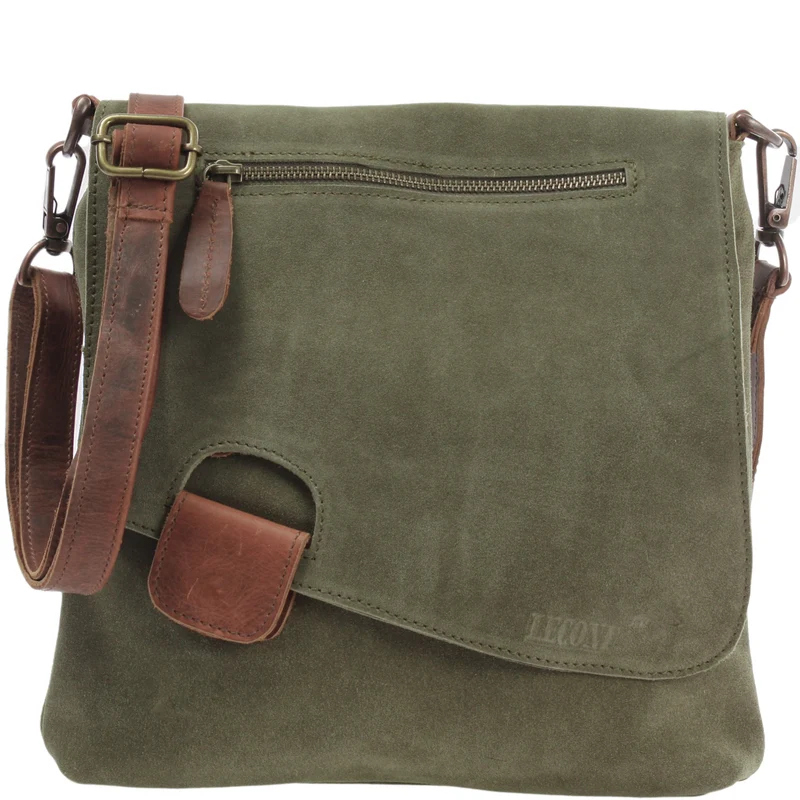Umhängetasche Ledertasche Damen Schultertasche Wildleder grün LE3027