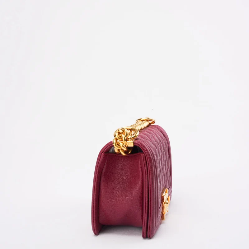 Chanel Burgunderrot Klein Le Boy Caviar 2018-2019