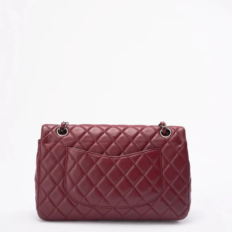Chanel Burgunderrote klassische Doppel-Flap-Tasche aus Lammleder 2008-2009