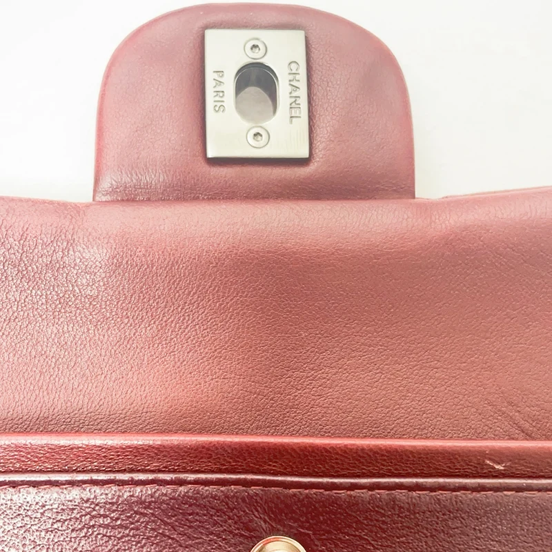 Chanel Burgunderrote klassische Doppel-Flap-Tasche aus Lammleder 2008-2009