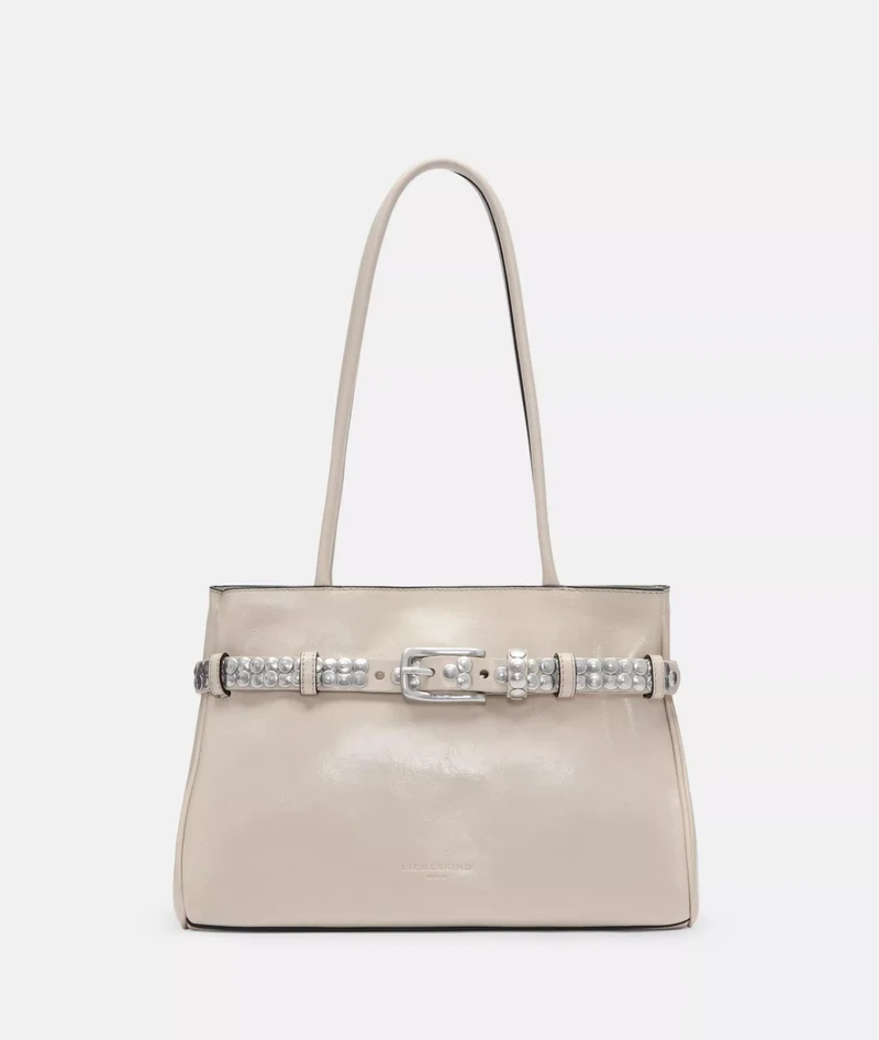 Liebeskind Berlin Handtasche Satchel NORI STUDS LACK DISTRESSED Natur Weiß