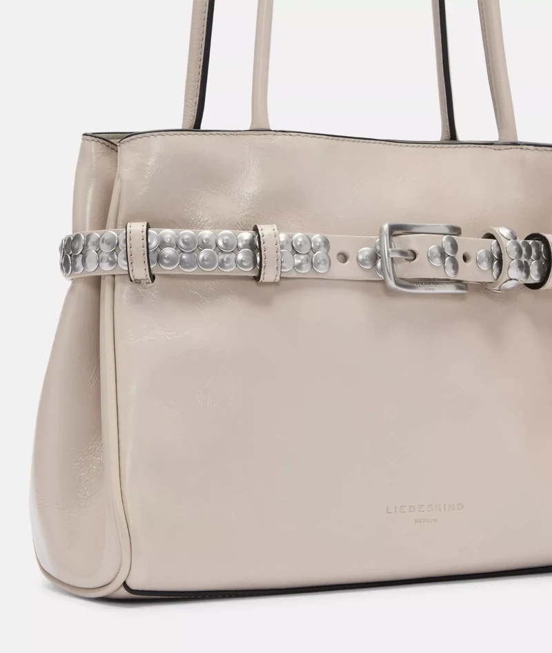 Liebeskind Berlin Handtasche Satchel NORI STUDS LACK DISTRESSED Natur Weiß