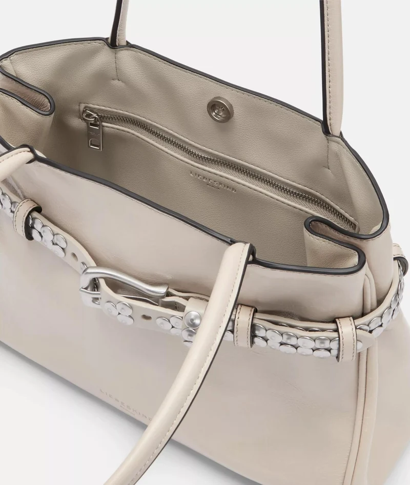 Liebeskind Berlin Handtasche Satchel NORI STUDS LACK DISTRESSED Natur Weiß