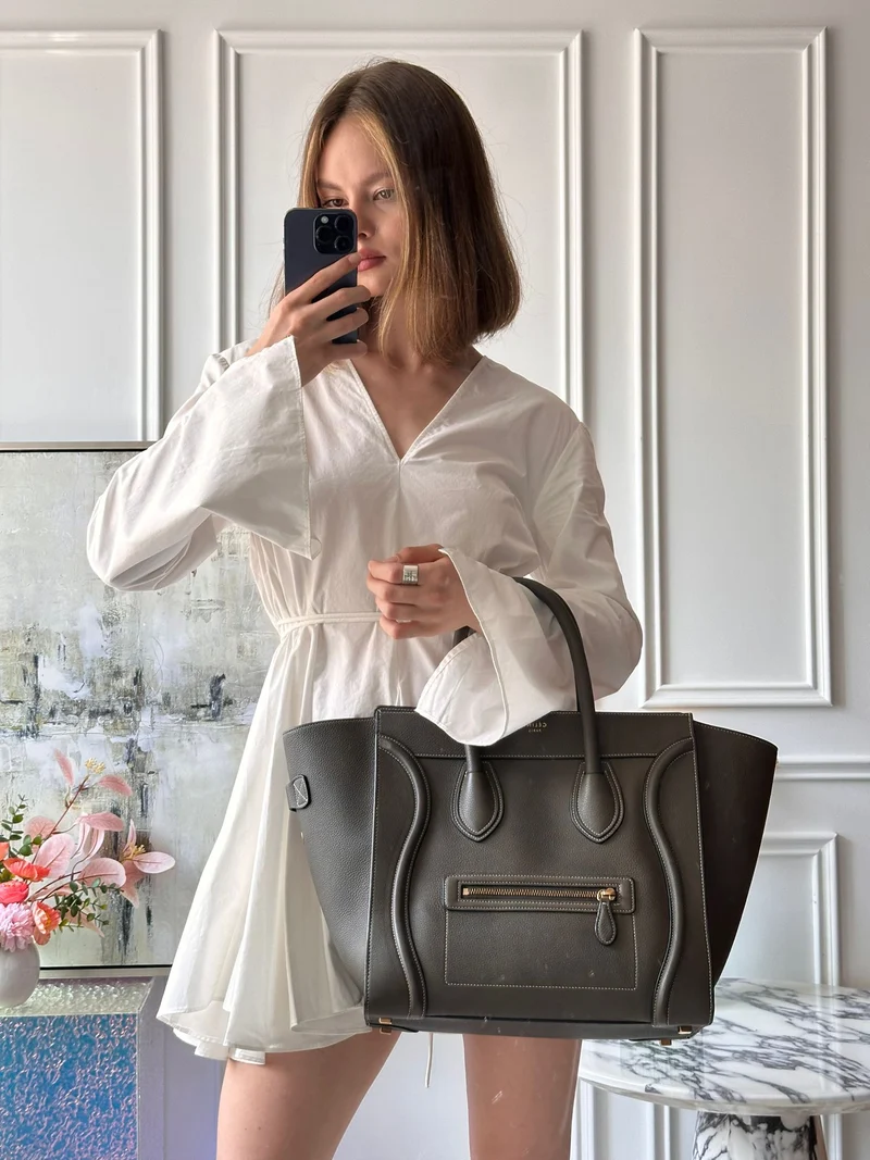 Céline Klassische Gepäckhandtasche Grau