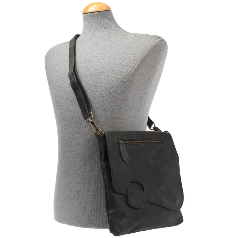 Umhängetasche Ledertasche Schultertasche Leder grau LE3027