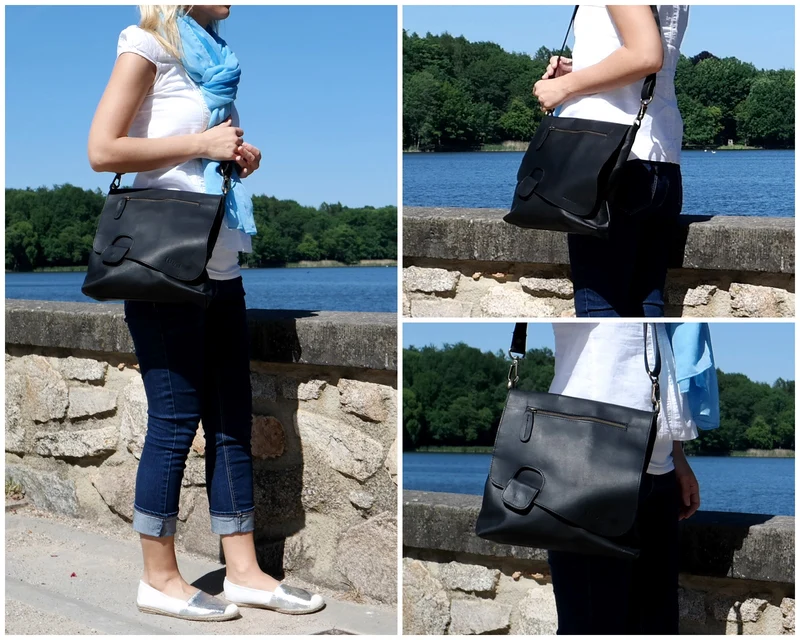 Umhängetasche Ledertasche Schultertasche Leder schwarz LE3027