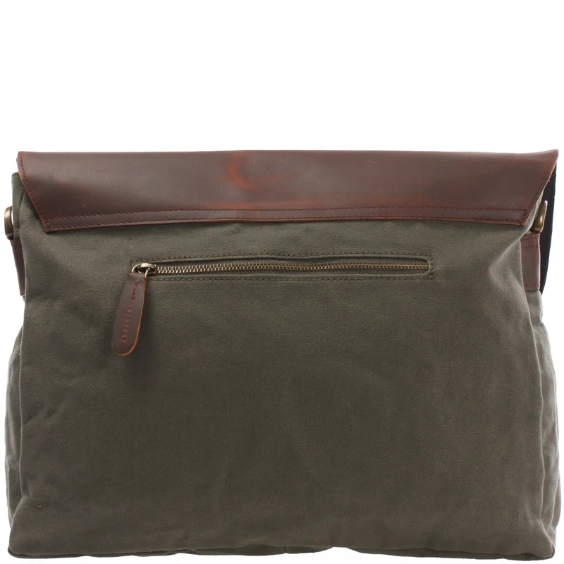 Messenger Bag Kuriertasche DIN A4 Leder Canvas grün LE3032
