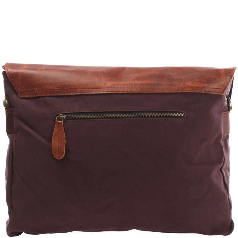 Umhängetasche Collegetasche DIN A4 Leder Canvas mokka LE3032