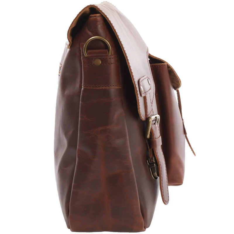 Messenger Bag Collegetasche DIN A4 Kuriertasche Leder braun LE3032