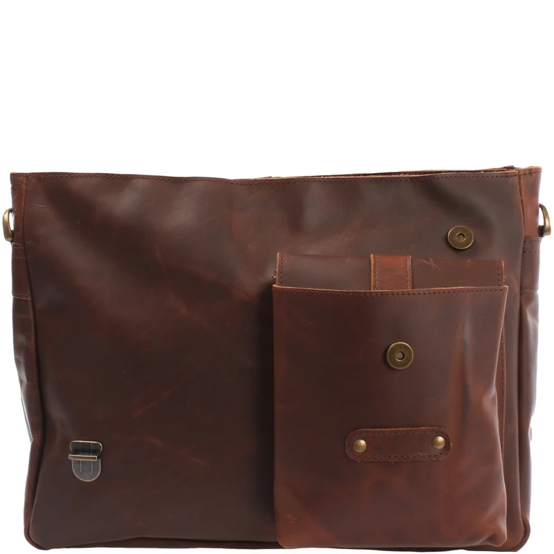 Messenger Bag Collegetasche DIN A4 Kuriertasche Leder braun LE3032