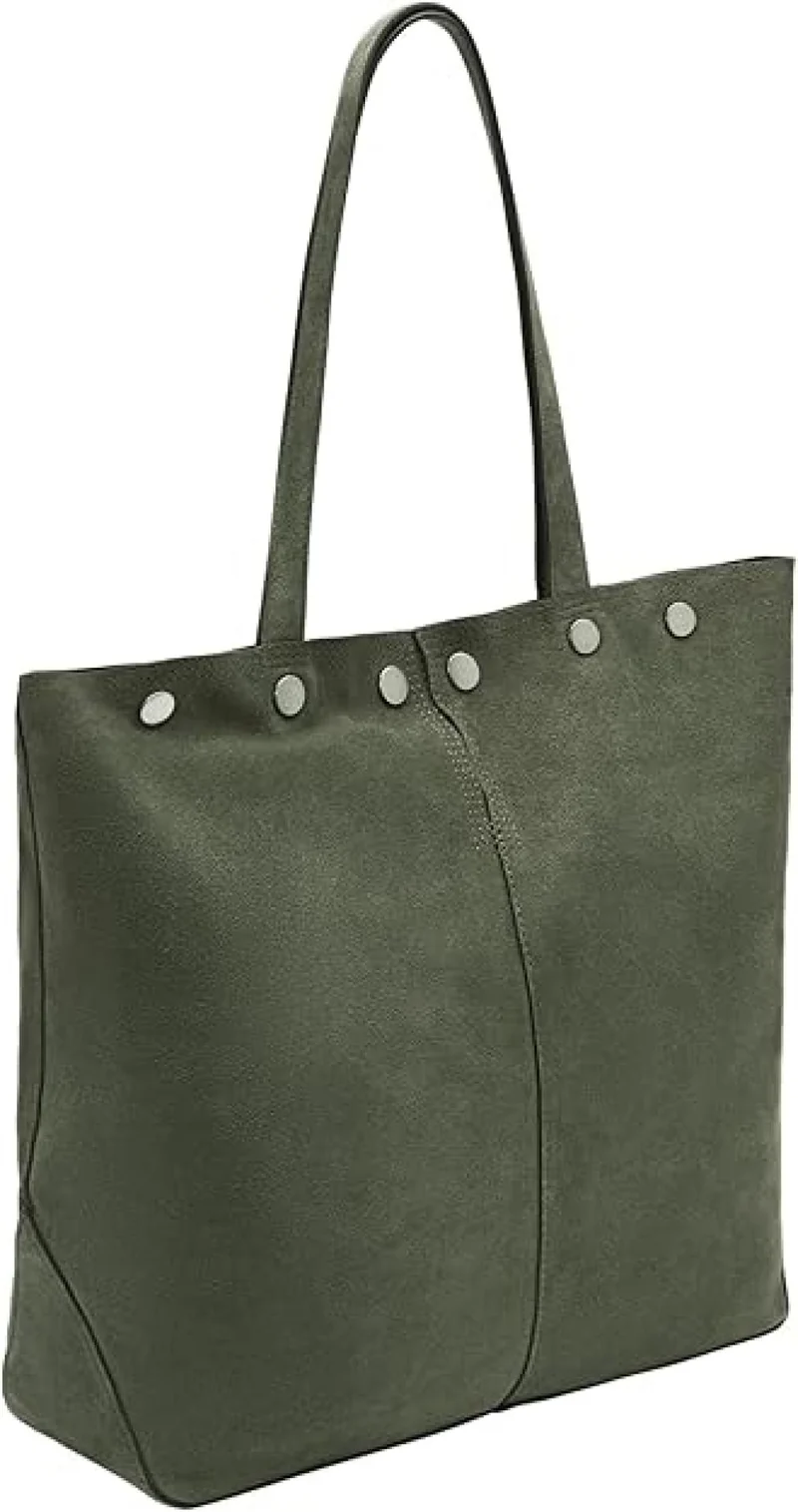Liebeskind Berlin Rive Tote L Große Schultertasche aus weichem Veloursleder Suede Oliv Grün