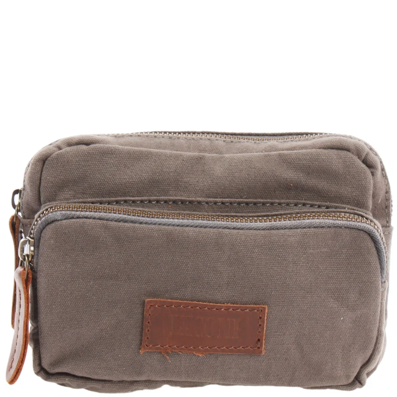 Gürteltasche Bauchtasche Canvas Rindsleder grau LE3037