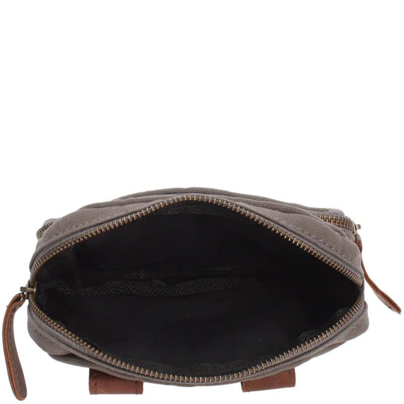 Gürteltasche Bauchtasche Canvas Rindsleder grau LE3037