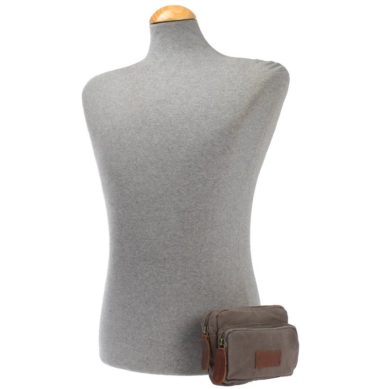 Gürteltasche Bauchtasche Canvas Rindsleder grau LE3037