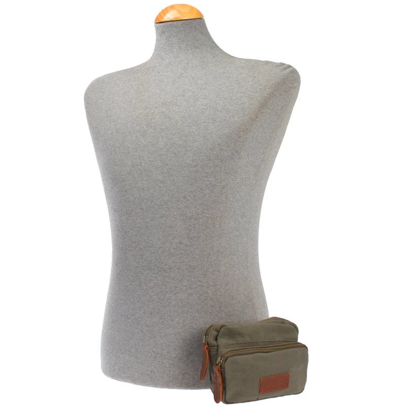 Gürteltasche Bauchtasche Hüfttasche Leder Canvas grün LE3037