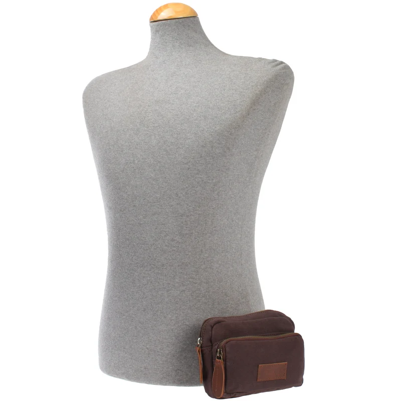 Gürteltasche Bauchtasche Canvas Rindsleder mokka LE3037