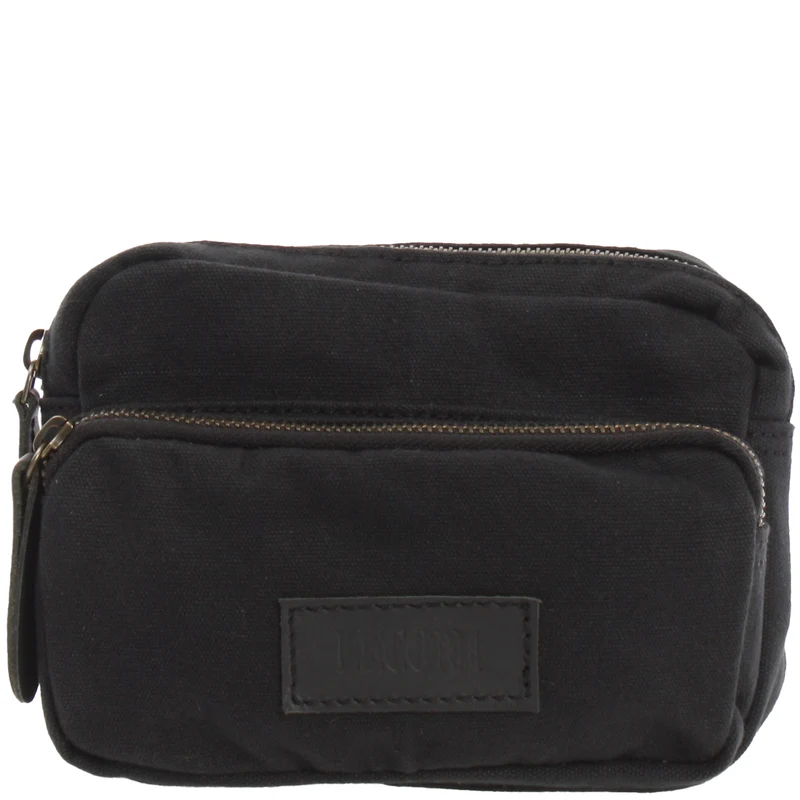 Gürteltasche Bauchtasche Hüfttasche Leder Canvas schwarz LE3037