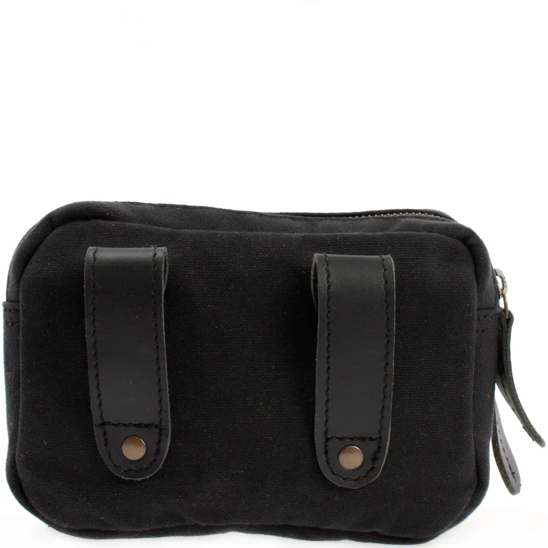 Gürteltasche Bauchtasche Hüfttasche Leder Canvas schwarz LE3037