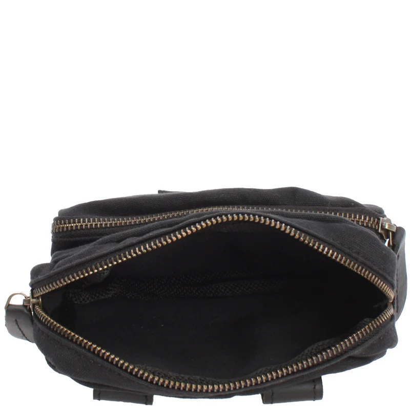 Gürteltasche Bauchtasche Hüfttasche Leder Canvas schwarz LE3037