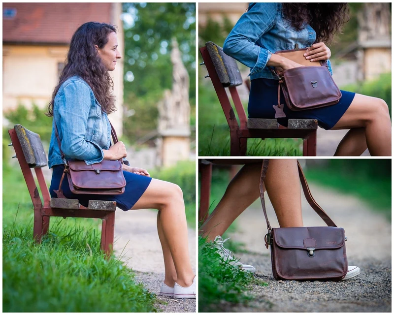 kleine Schultertasche Ledertasche Damentasche Leder braun LE3041