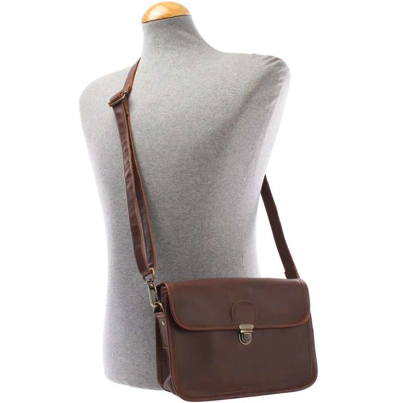 kleine Schultertasche Ledertasche Damentasche Leder braun LE3041