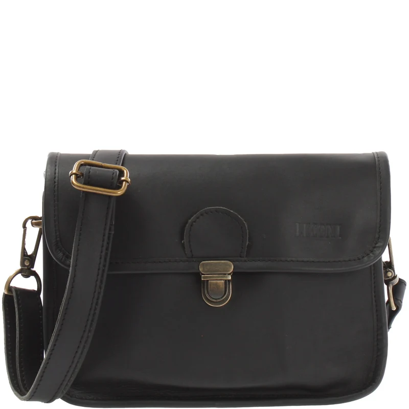 kleine Schultertasche Umhängetasche Leder Rindsleder schwarz LE3041
