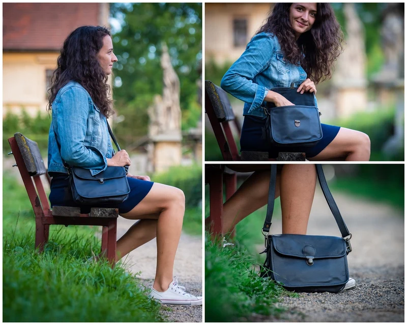 kleine Schultertasche Umhängetasche Leder Rindsleder schwarz LE3041