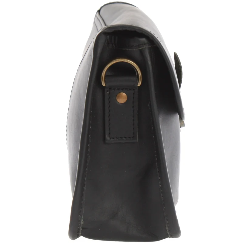 kleine Schultertasche Umhängetasche Leder Rindsleder schwarz LE3041