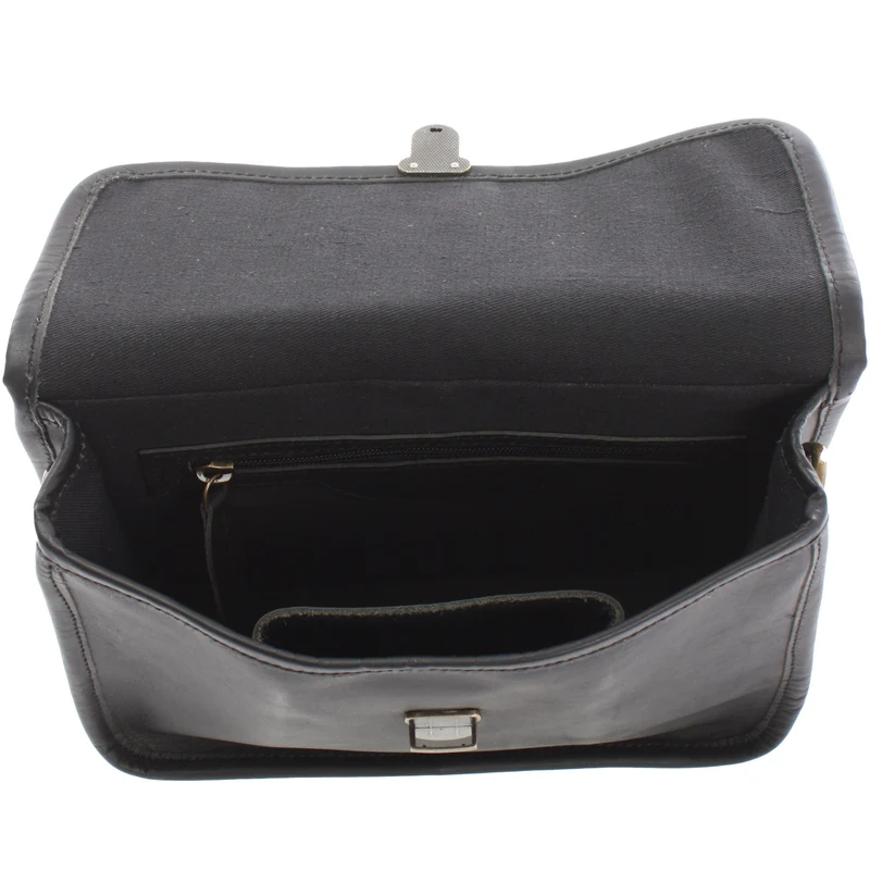 kleine Schultertasche Umhängetasche Leder Rindsleder schwarz LE3041
