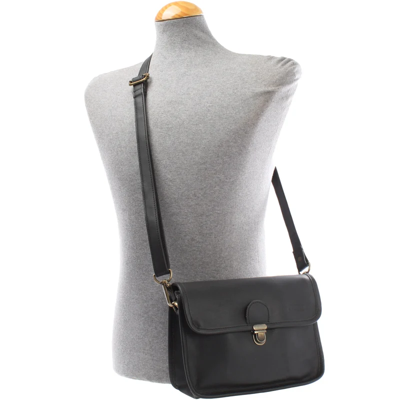 kleine Schultertasche Umhängetasche Leder Rindsleder schwarz LE3041