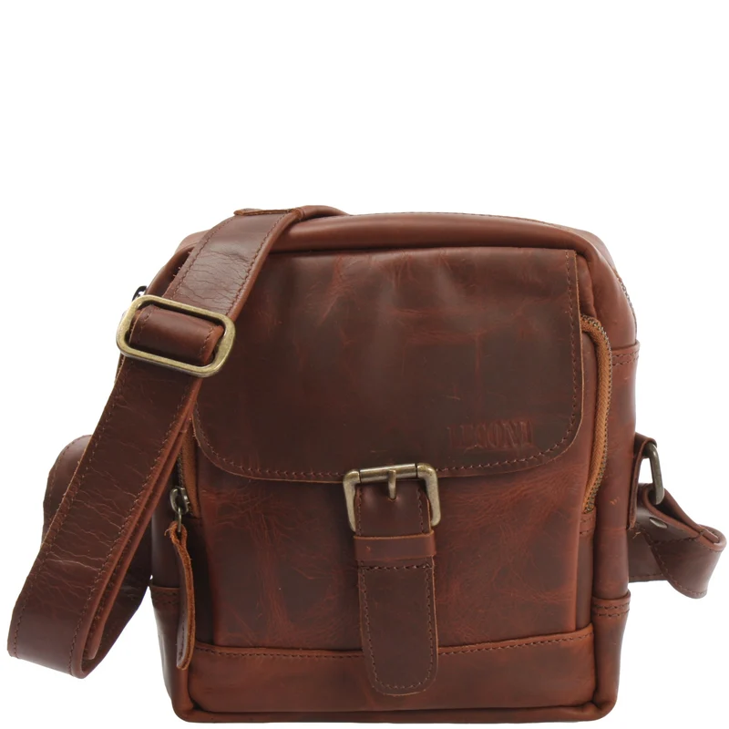 kleine Umhängetasche Ledertasche Freizeittasche Leder braun LE3042