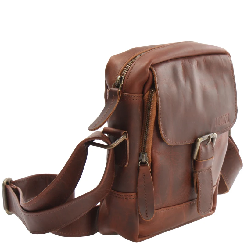 kleine Umhängetasche Ledertasche Freizeittasche Leder braun LE3042