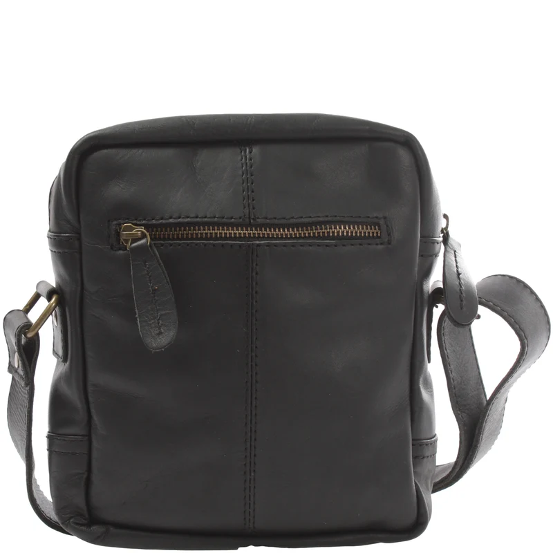 kleine Freizeittasche Umhängetasche Schultertasche Leder schwarz LE3042